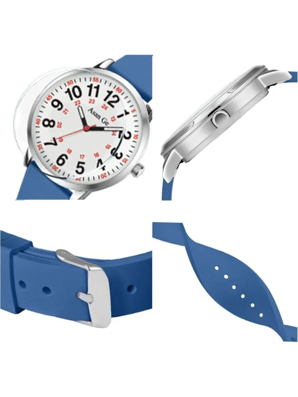 Women's Navy Silicone Strap Minimalist Waterproof Analog Fashion Wrist Watch_2